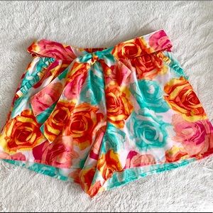 Candie’s Belted Floral Shorts w/Pockets